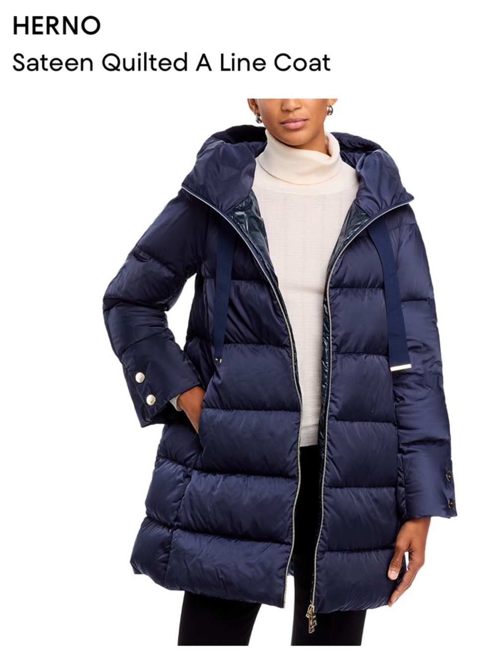 Herno Midnight Blue Quilted Hooded Puffer Coat